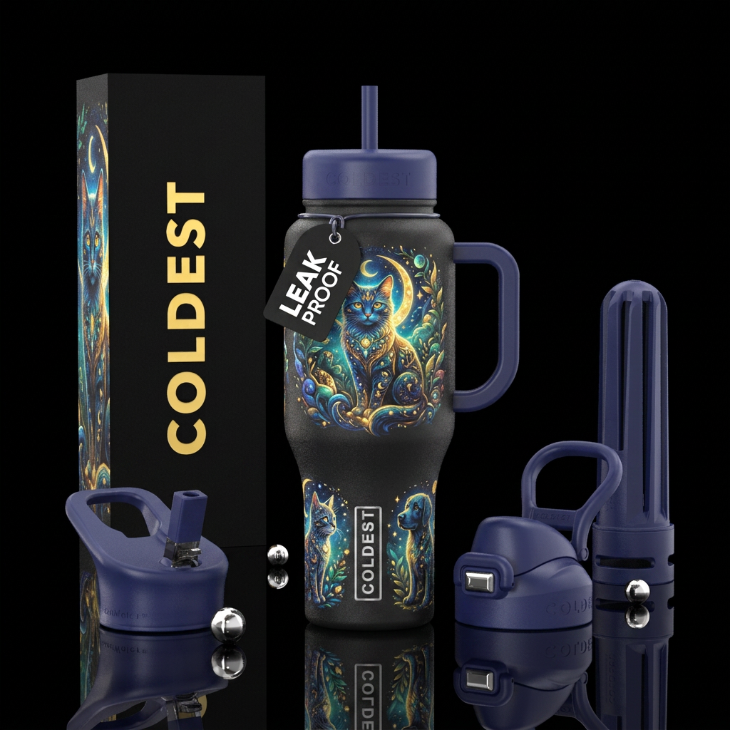 Cats and dogs water bottle design