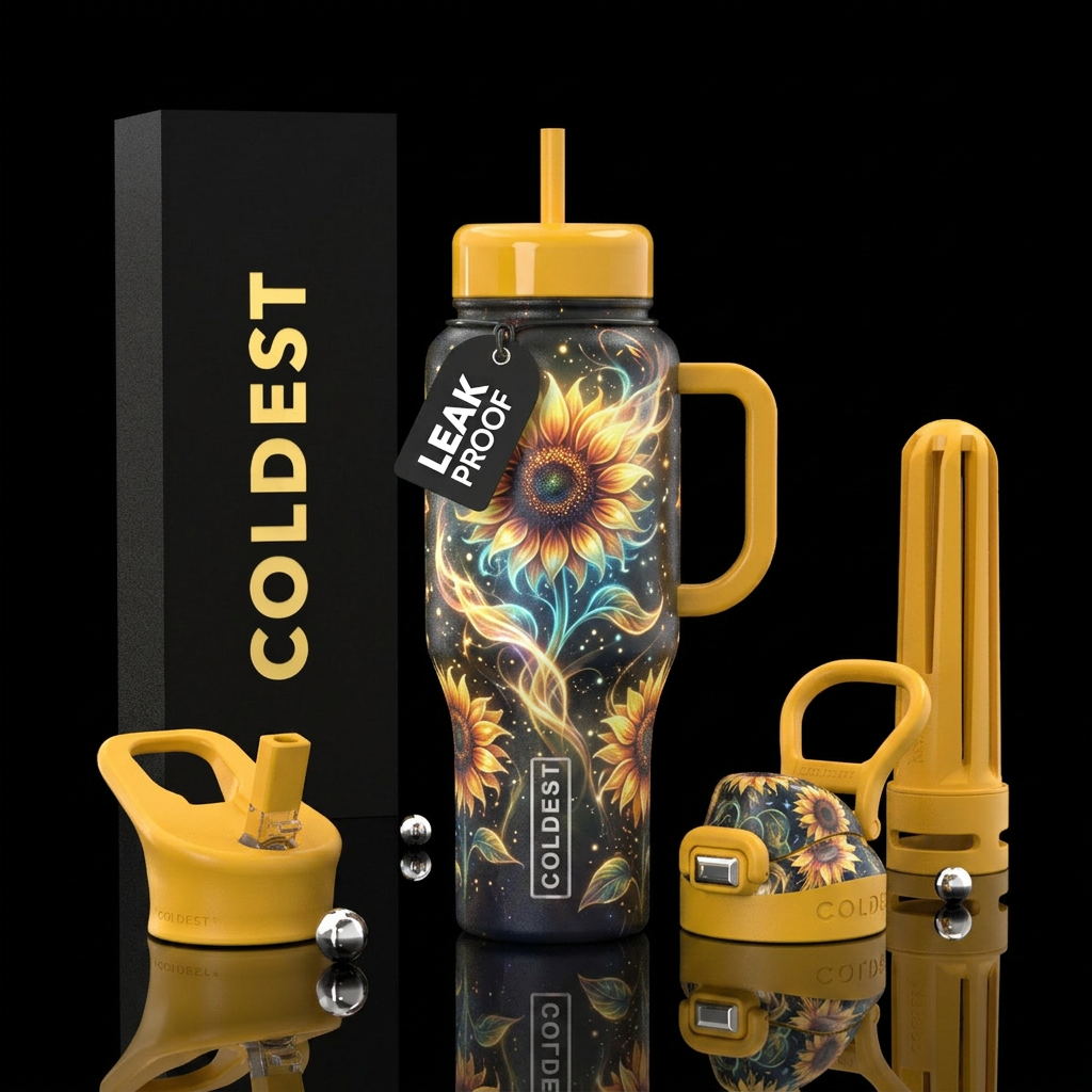 Sunflower essence water bottle design