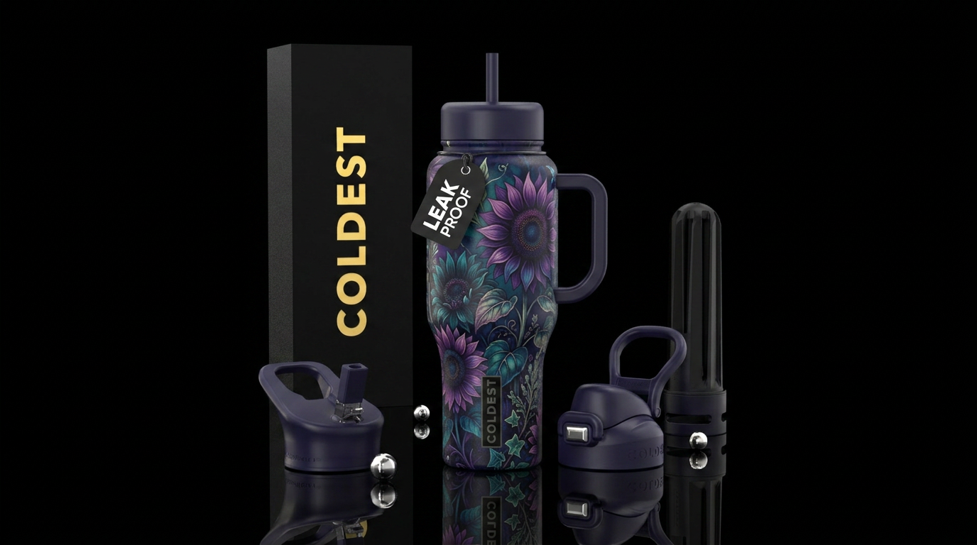 Dark sunflower water bottle design