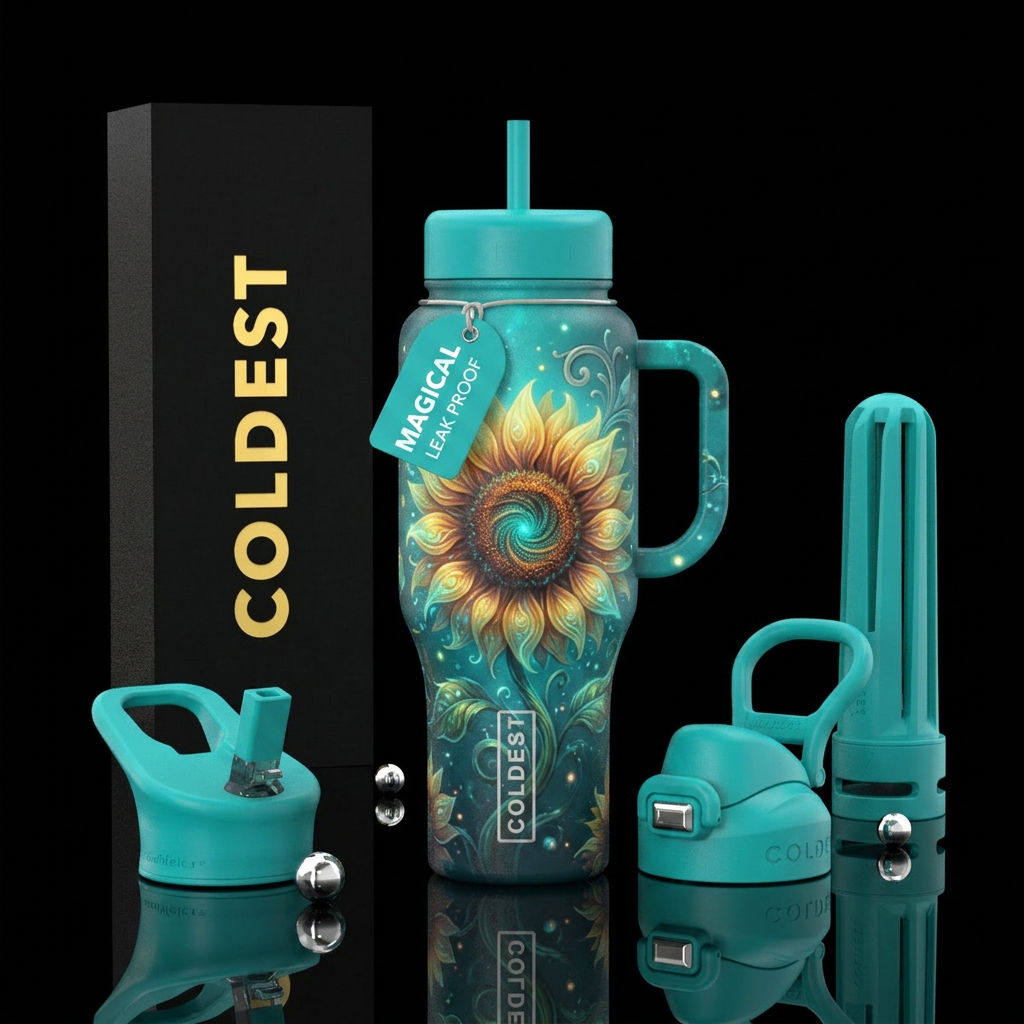 Fantasy sunflower water bottle design