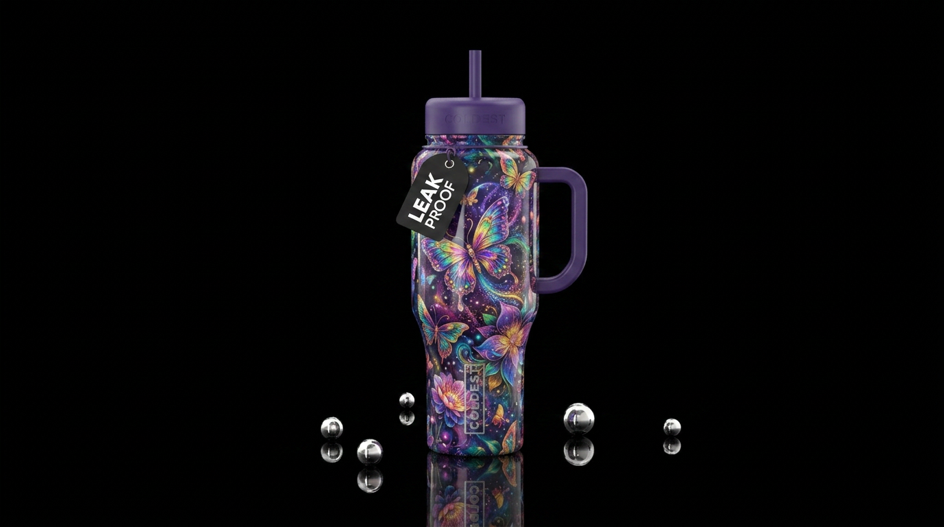 Romantic butterflies water bottle design