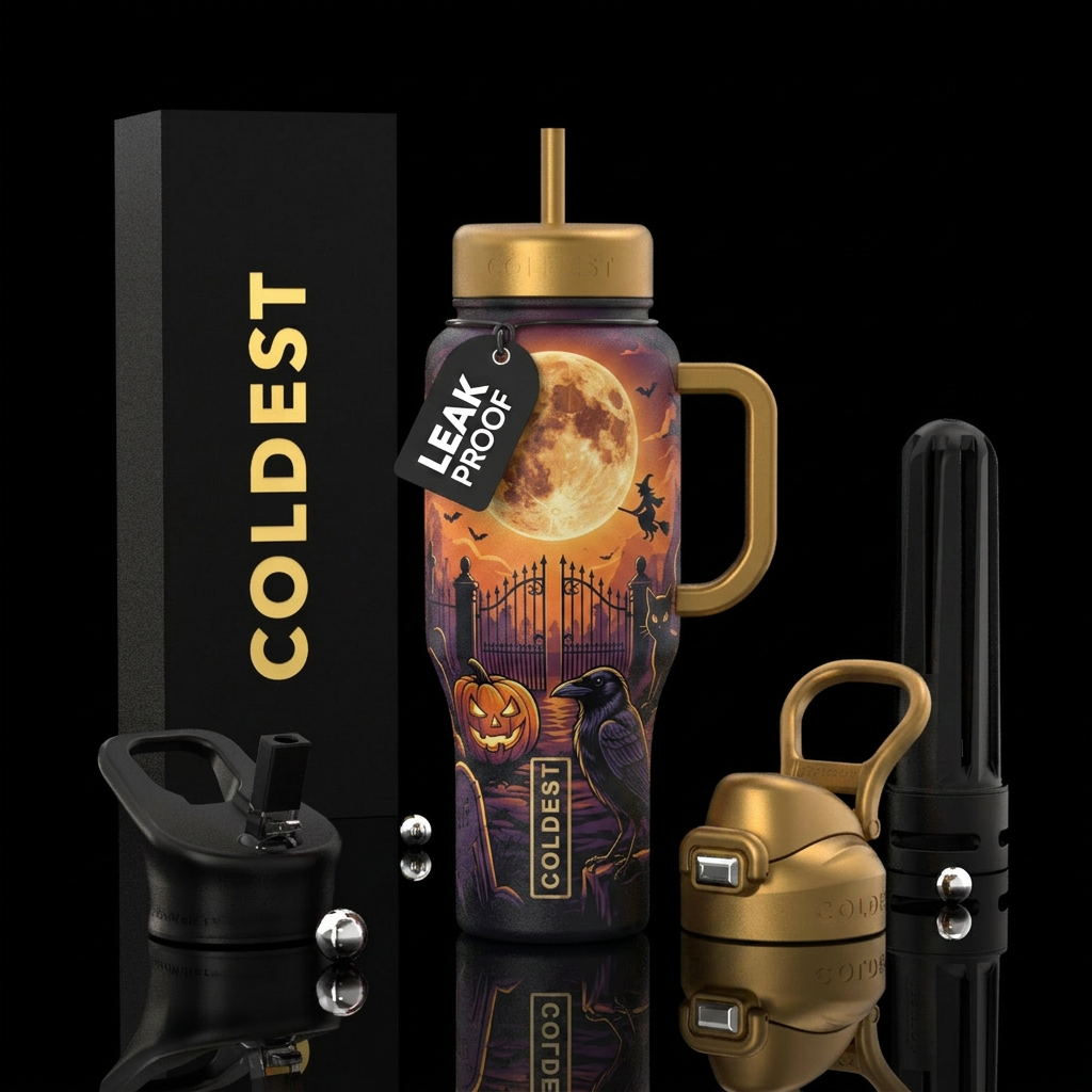 Creepy night water bottle design