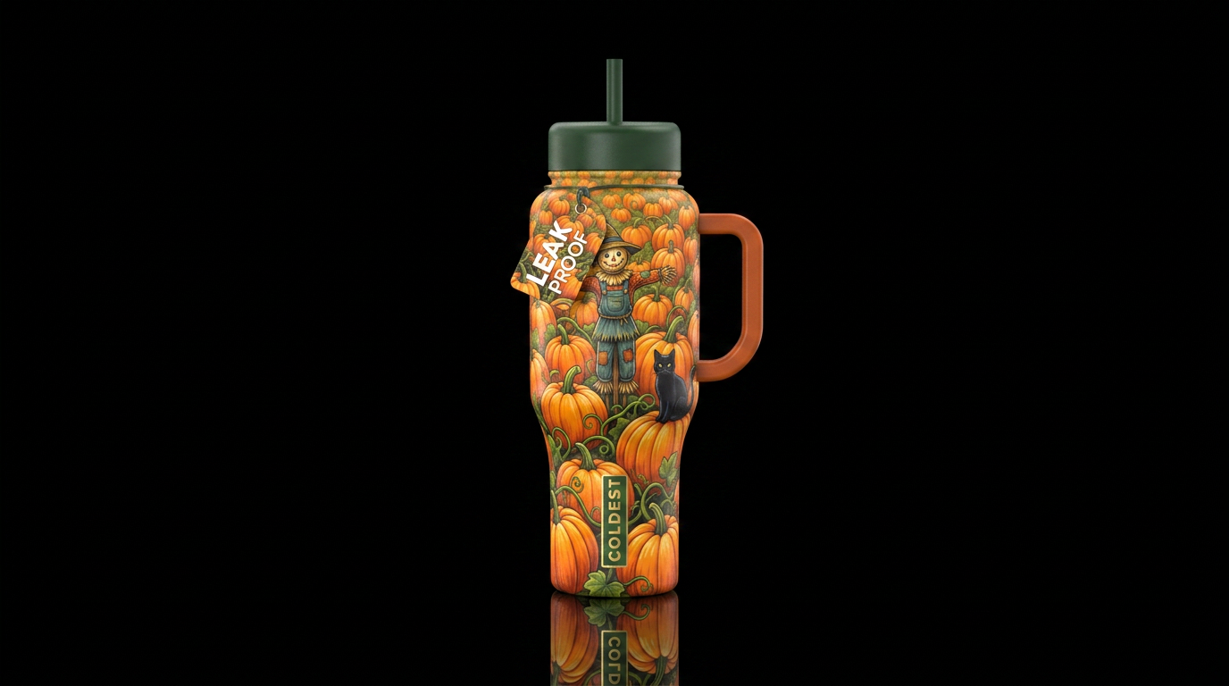 Pumpkin patch water bottle design