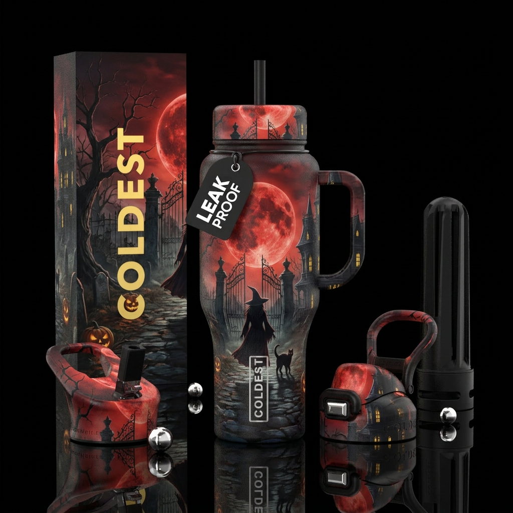 Witch and friend water bottle design