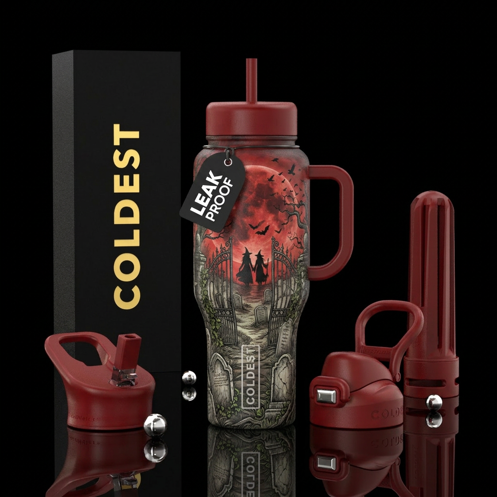 Red moon water bottle design