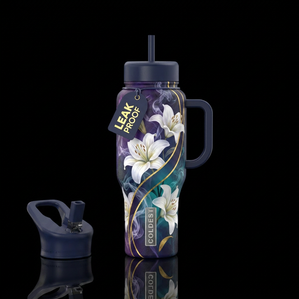 Beauty lilly water bottle design