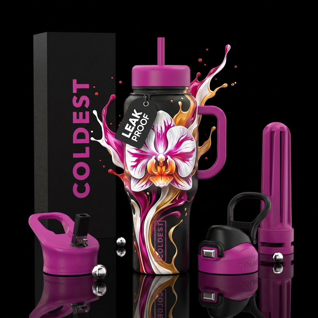 Orchid splash water bottle design