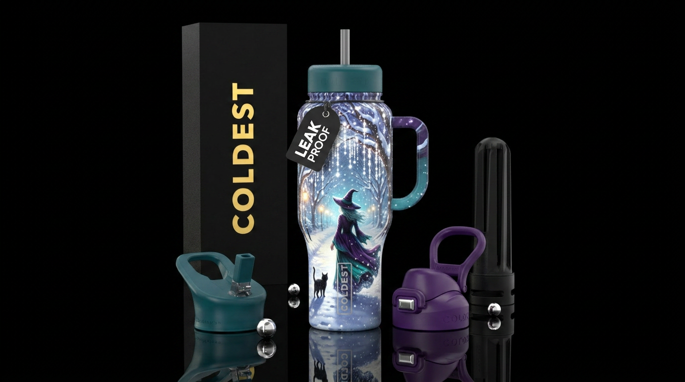 Halloween fading to christmas water bottle design
