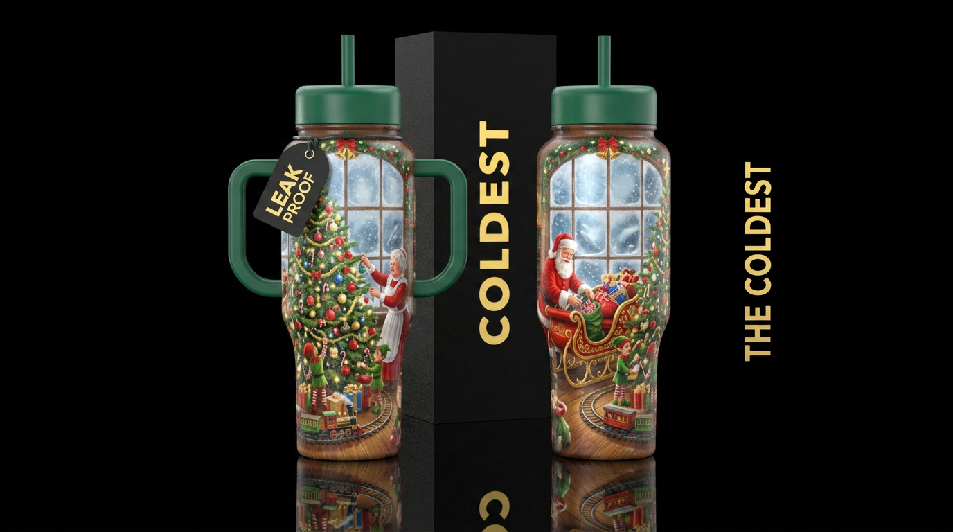 Christmas eve at the North Pole water bottle design