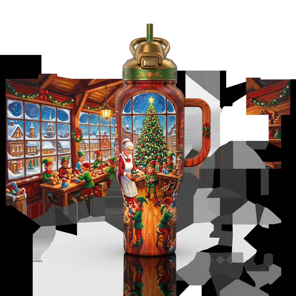 Mrs Claus water bottle design