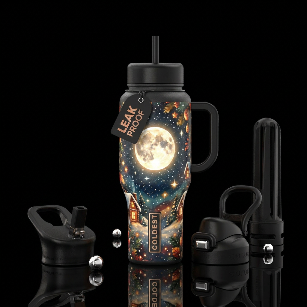 Winters night water bottle design