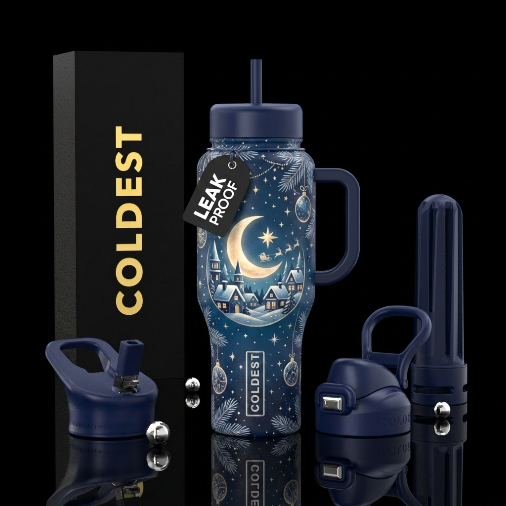 Christmas Village water bottle design