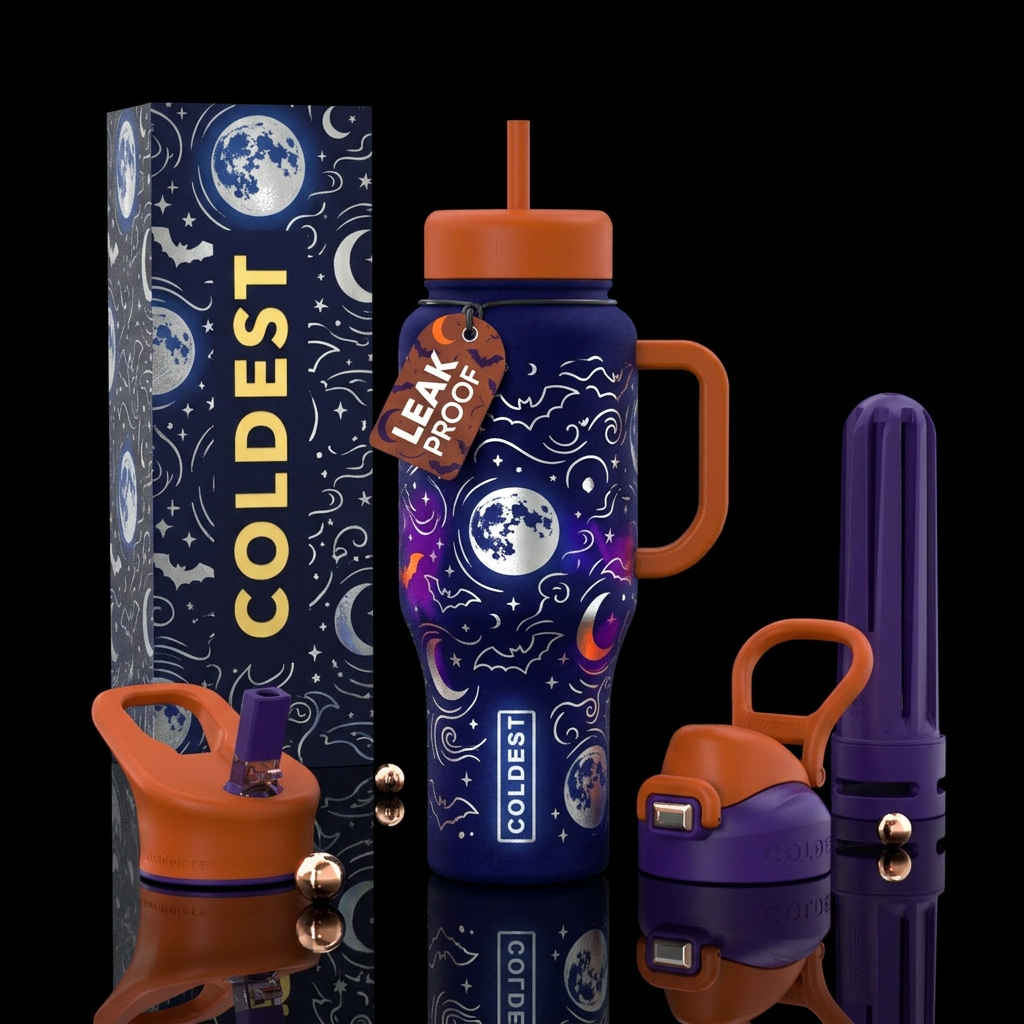 Moonlight halloween water bottle design