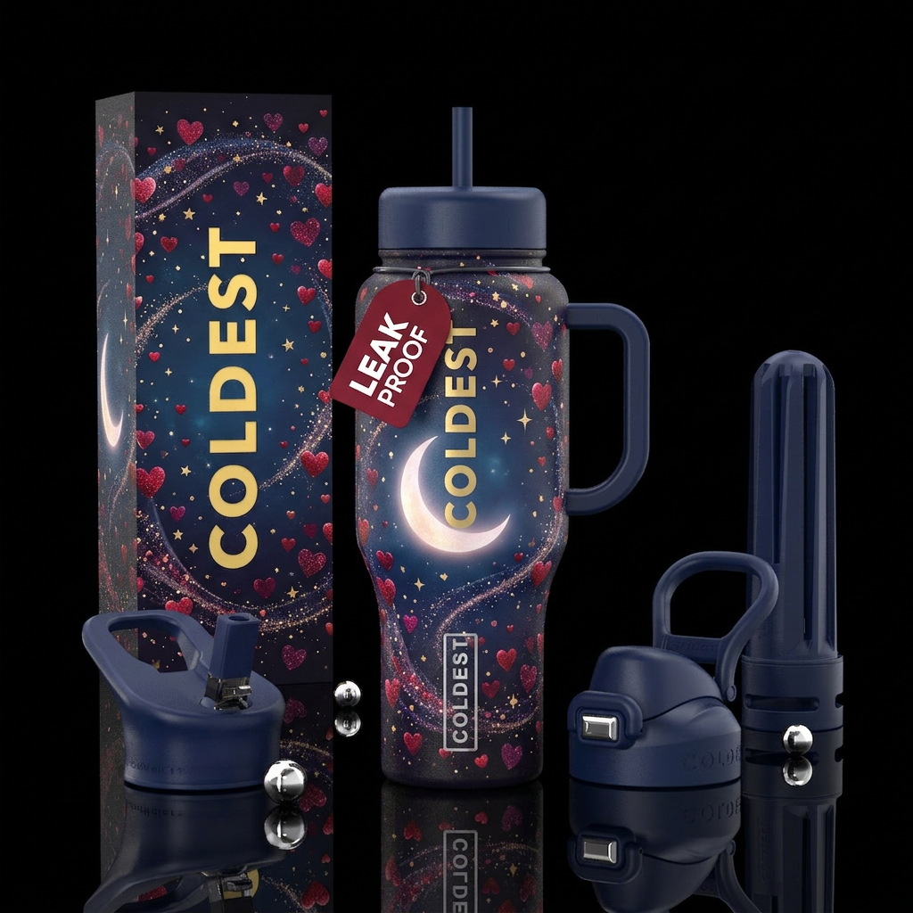 Hearts water bottle design