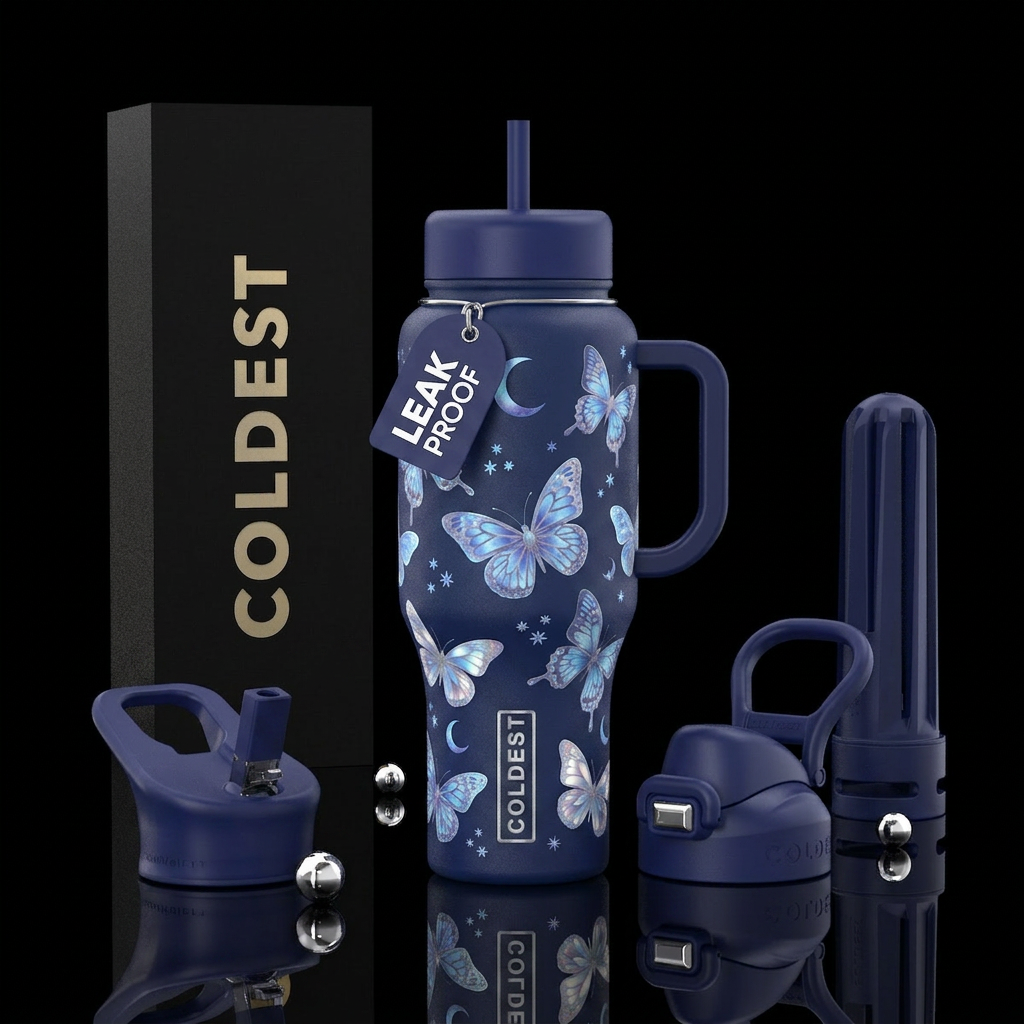 Moonlight butterfles water bottle design