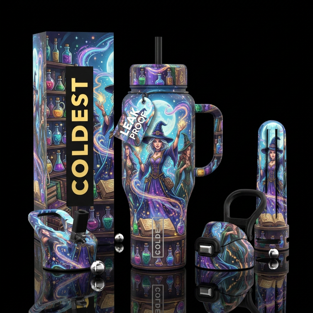 Spells under the moonlight water bottle design