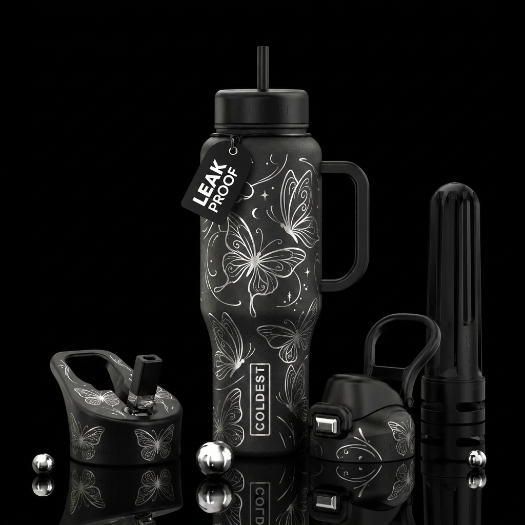 Moonlight butterflies water bottle design