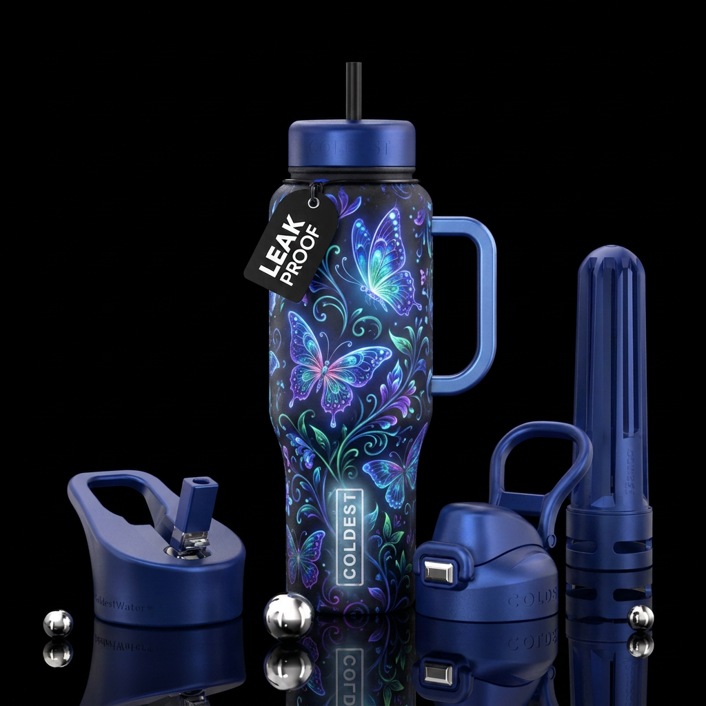 Delicate butterfly water bottle design