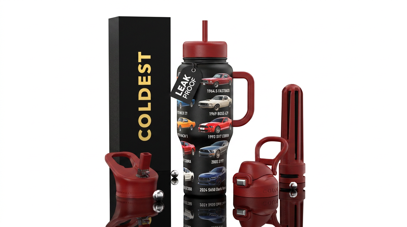 Mustangs through the years water bottle design