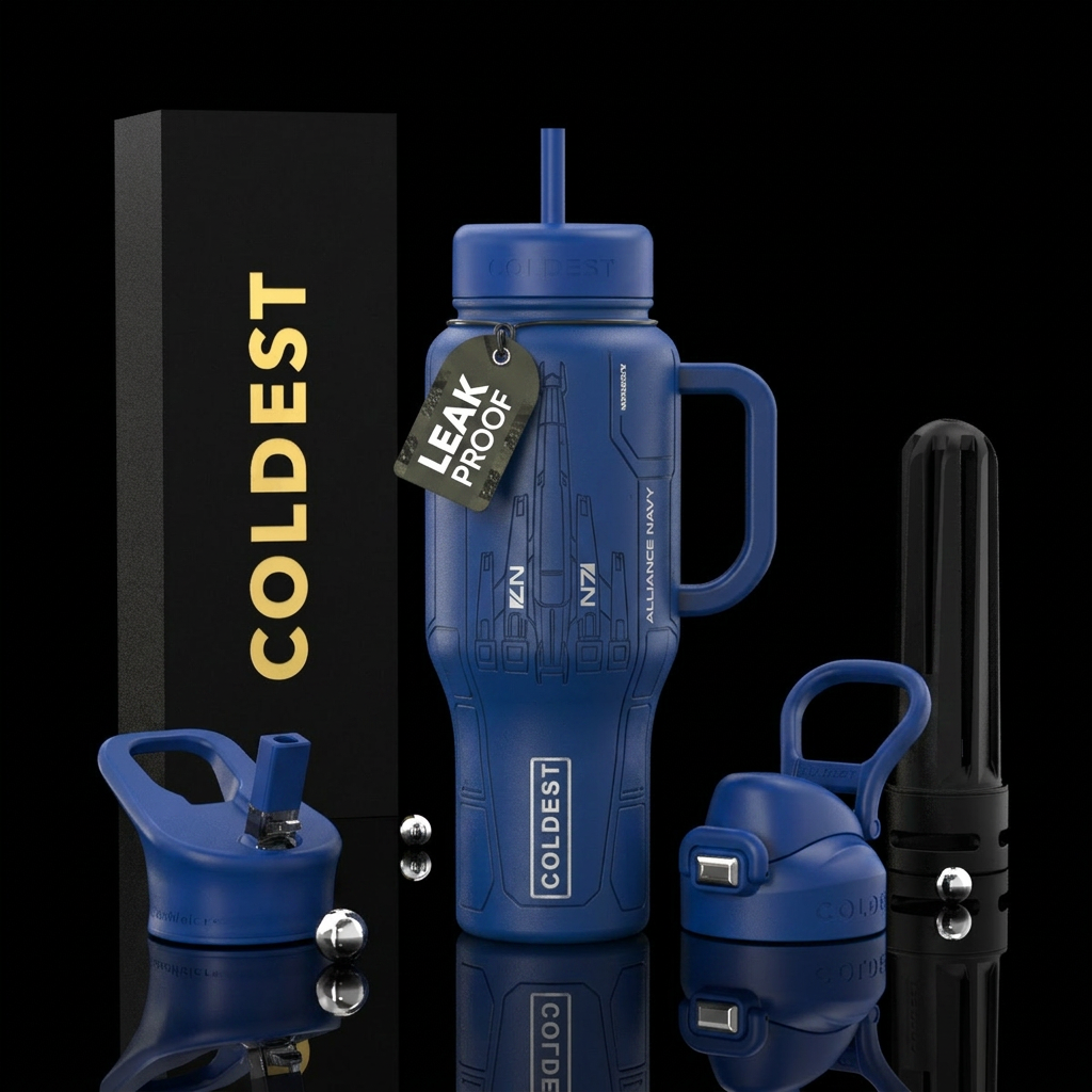 Mass Effect, Normandy SR2, Alliance Blue, show wit... water bottle design