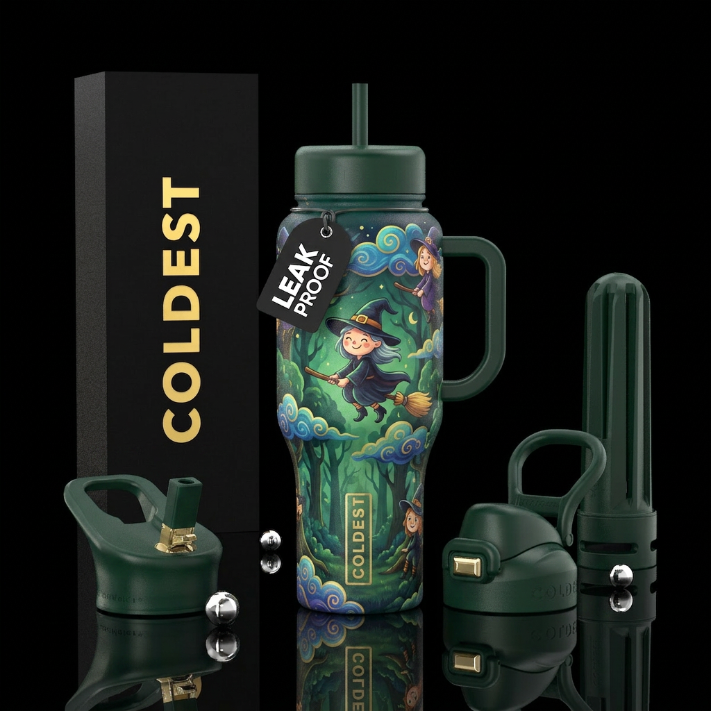 whimsical, clouds, enchanted woods, fun playful wi... water bottle design