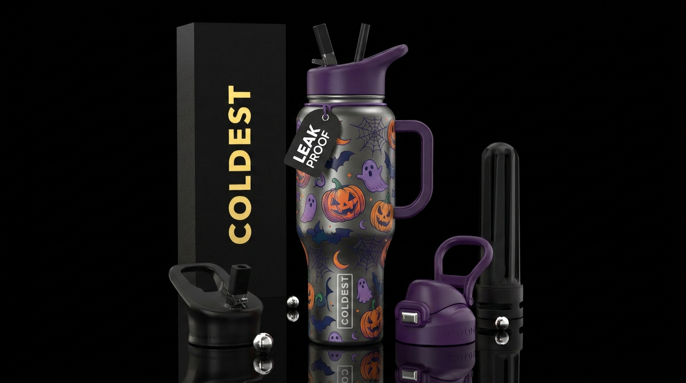 stylistic Halloween decor water bottle design