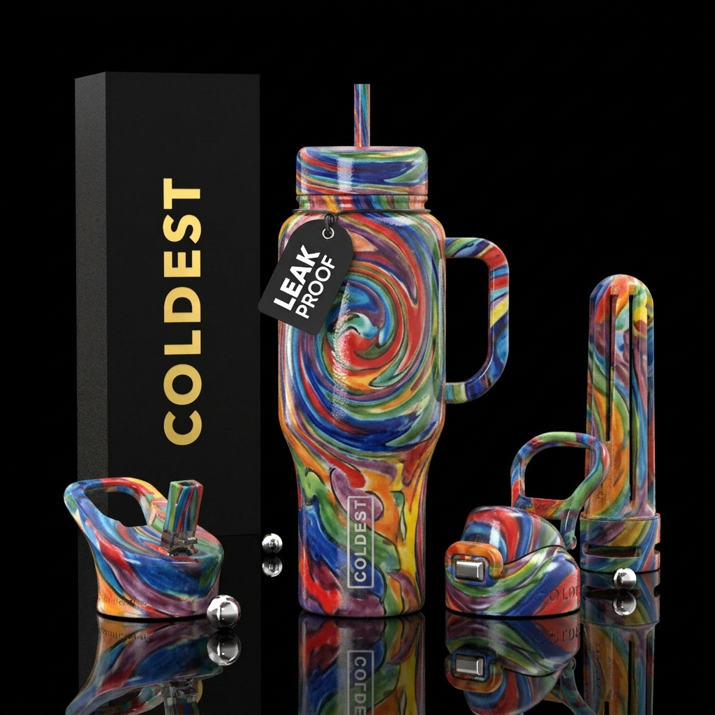 pottery vibrant colors water bottle design