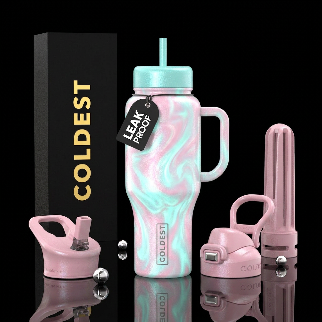Opal shimmery bottle with pale pink and light aqua... water bottle design