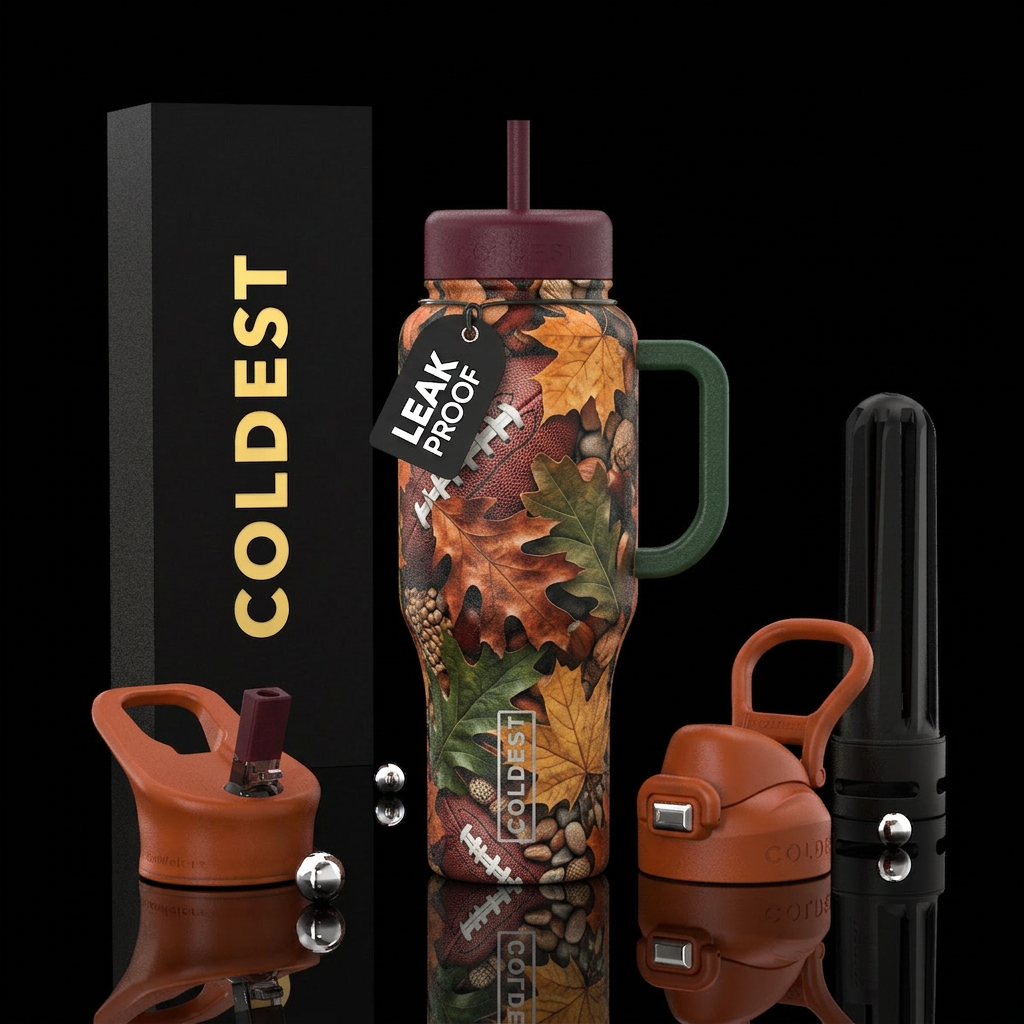 Football, fall season, Thanksgiving, lush colors water bottle design