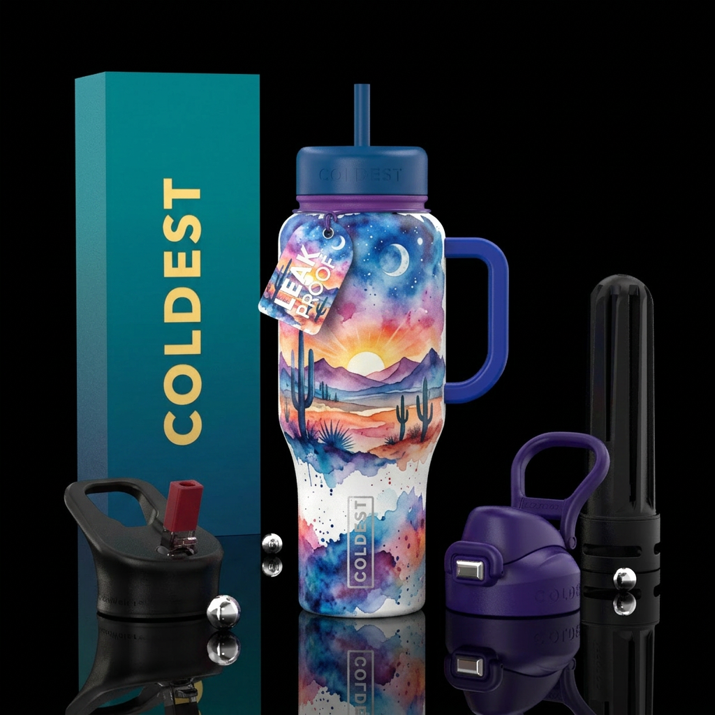 spiritual, watercolor water bottle design