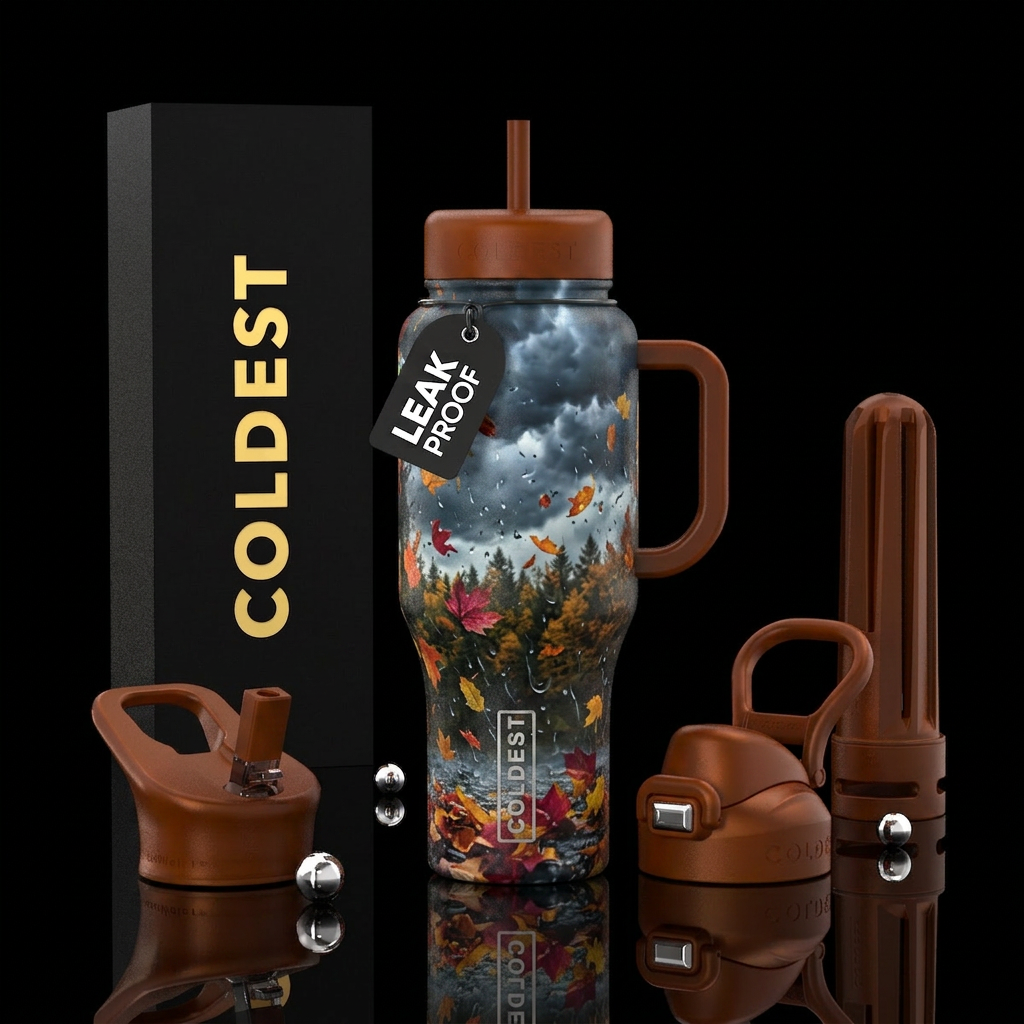 Stormy day in autumn water bottle design