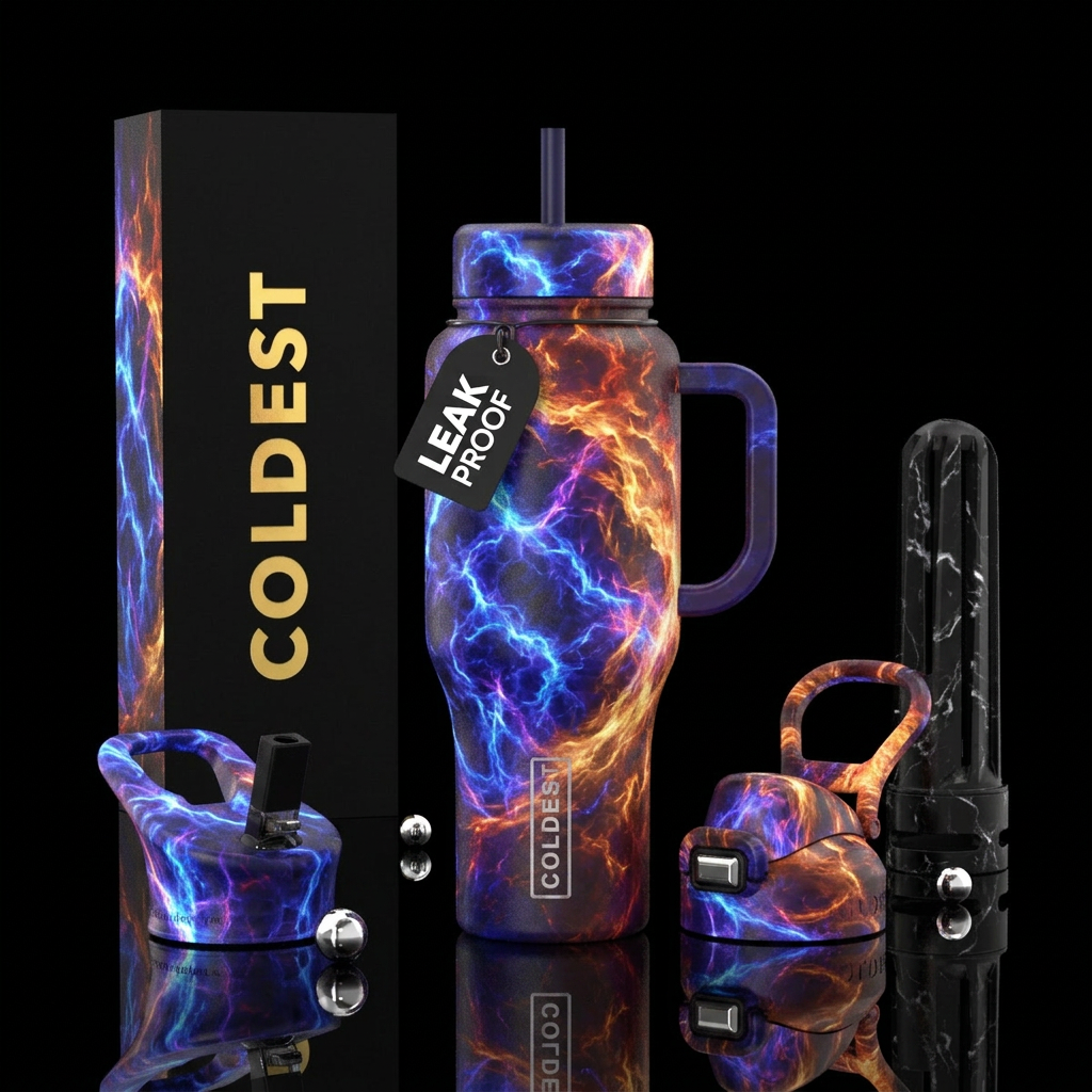 electric, explosive, firery water bottle design