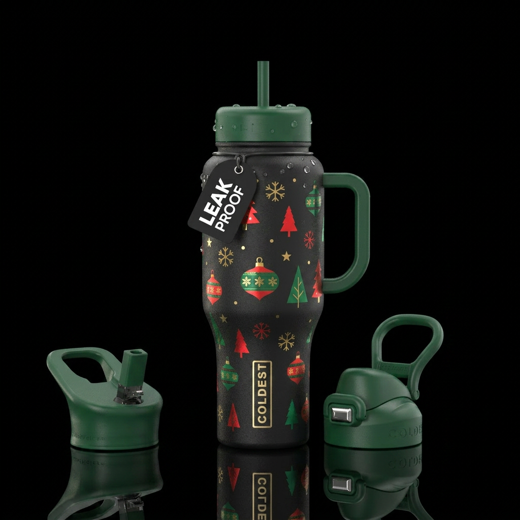 Simple, beautiful,, happy mood, Christmas water bottle design