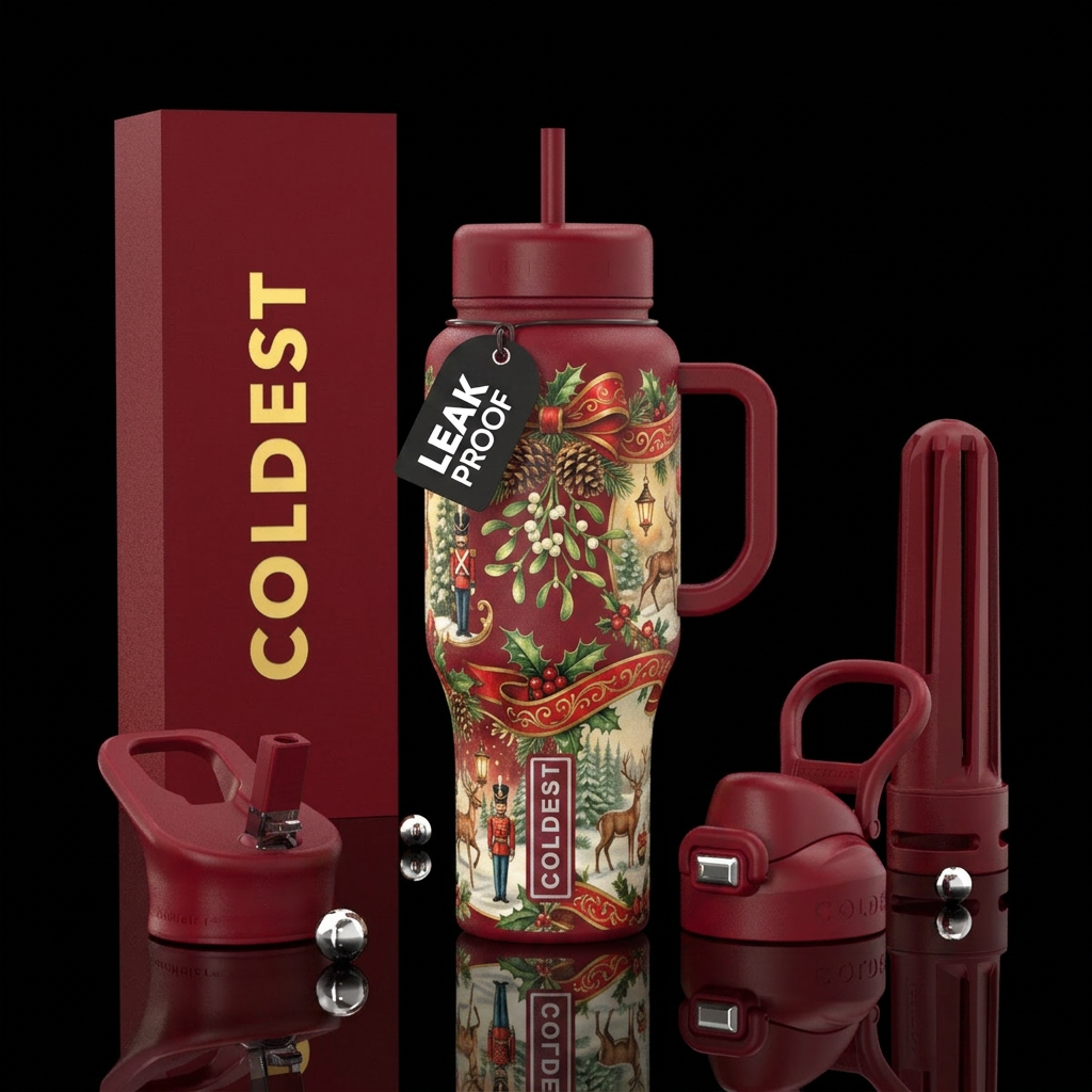Old fashioned christmas water bottle design