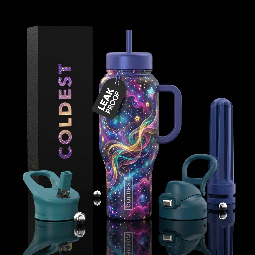abstract, magical, happy mood water bottle design