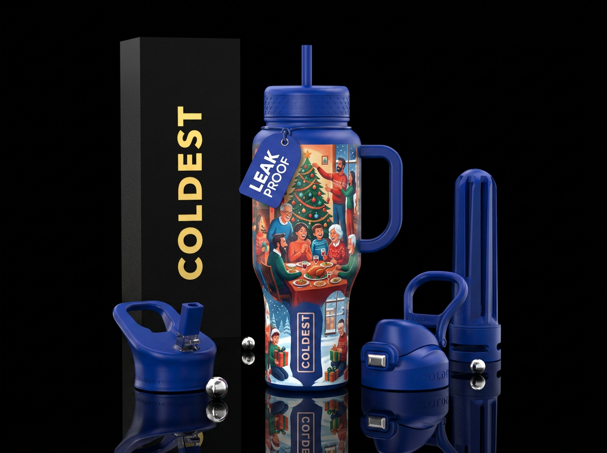 Family time at holidays water bottle design