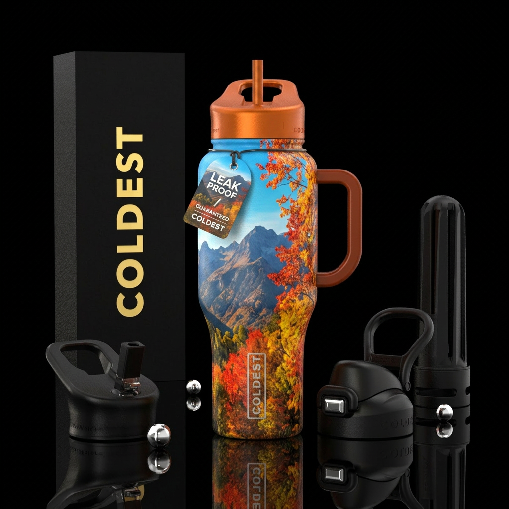 Gorgeous, enchanted fall day seeing mountains with... water bottle design
