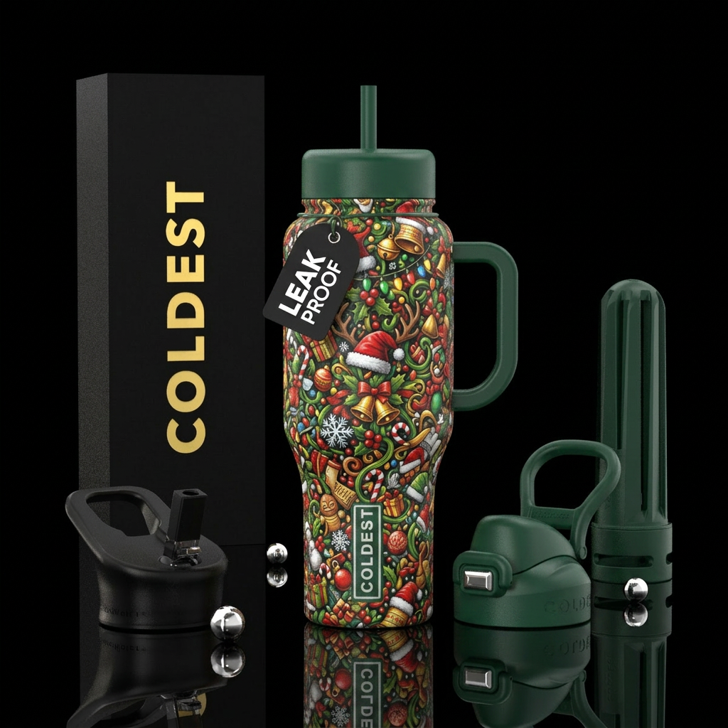 Christmas chaos water bottle design