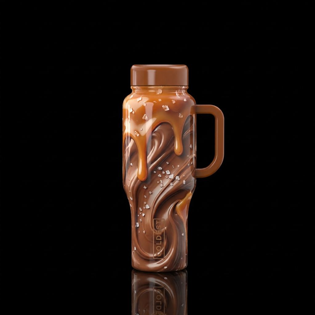 Sea salt caramel chocolates water bottle design