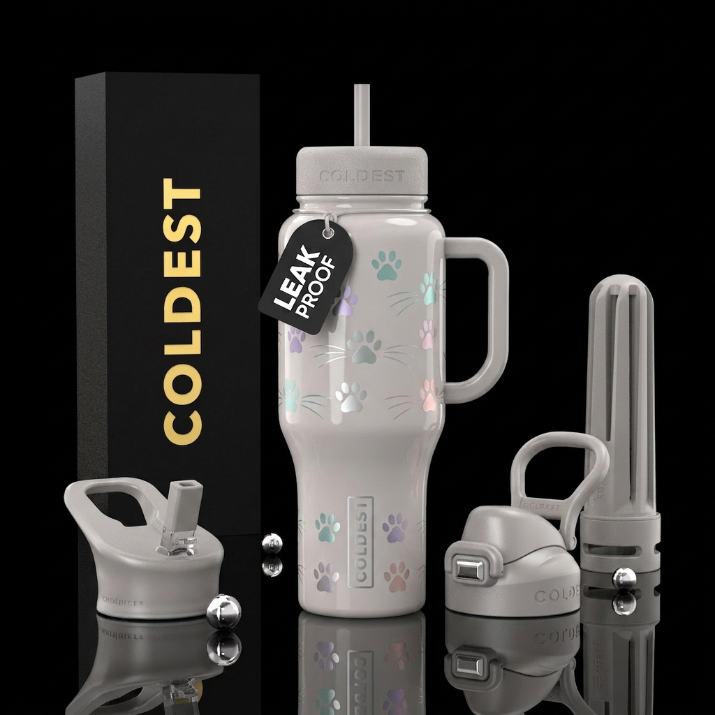 Soft pearl gray premium insulated bottle with a mi... water bottle design