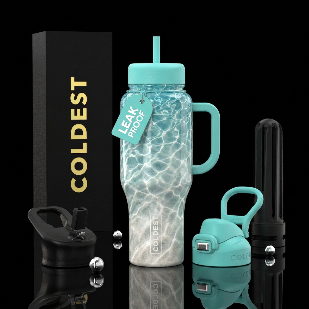 tropical white sand texture, very light sand under... water bottle design