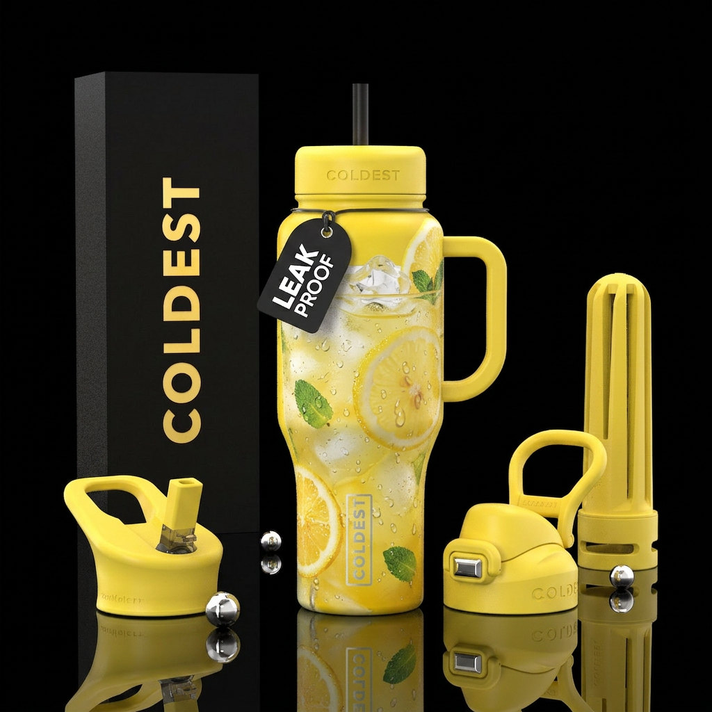 Bright sunny yellow premium insulated bottle with ... water bottle design