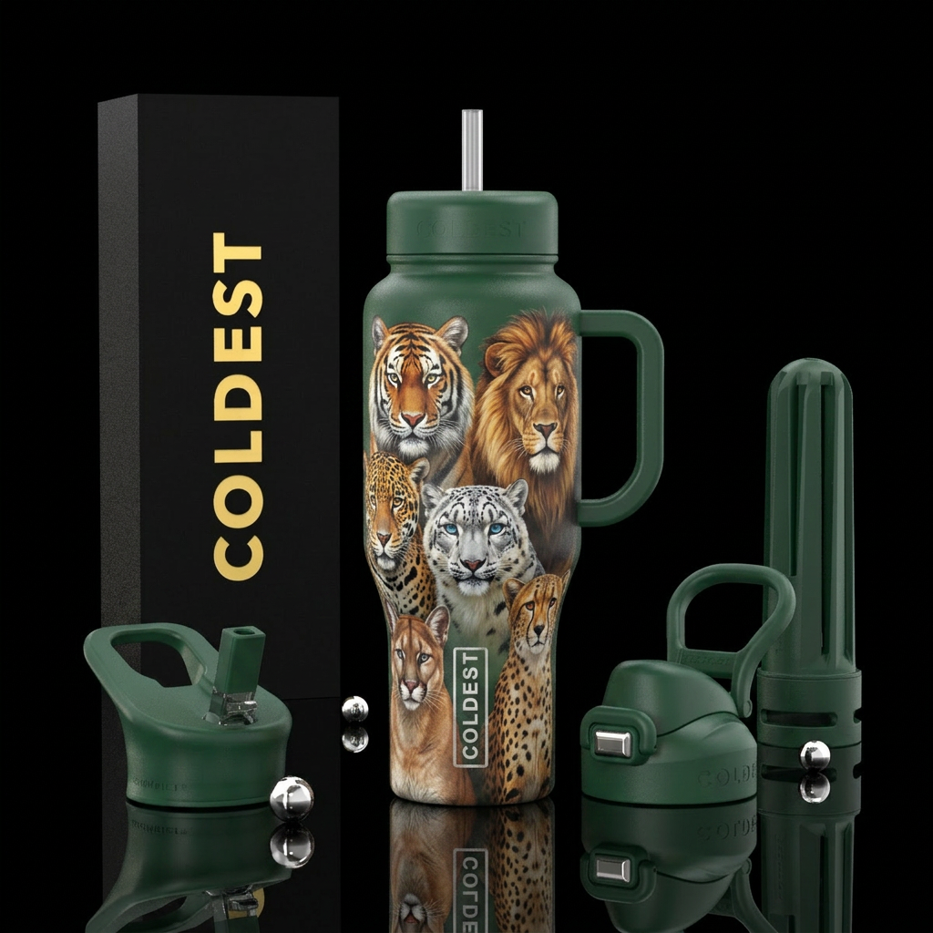 group the seven largest and most iconic wild cats ... water bottle design