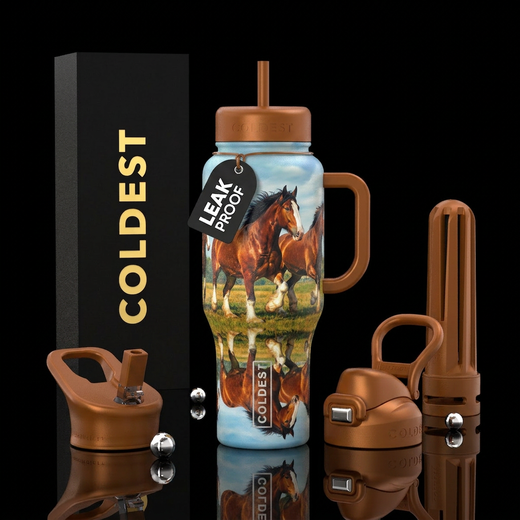 Clydesdale horses water bottle design