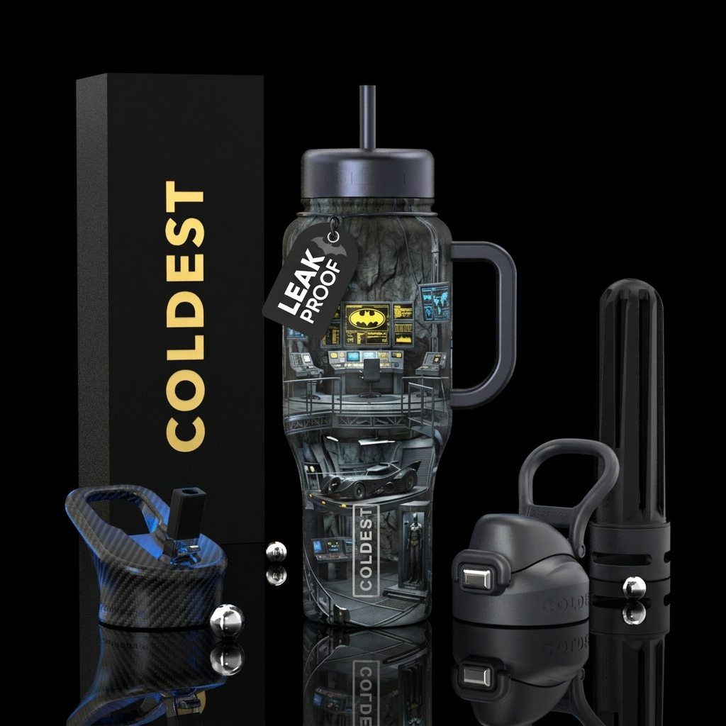 batman's batcave water bottle design