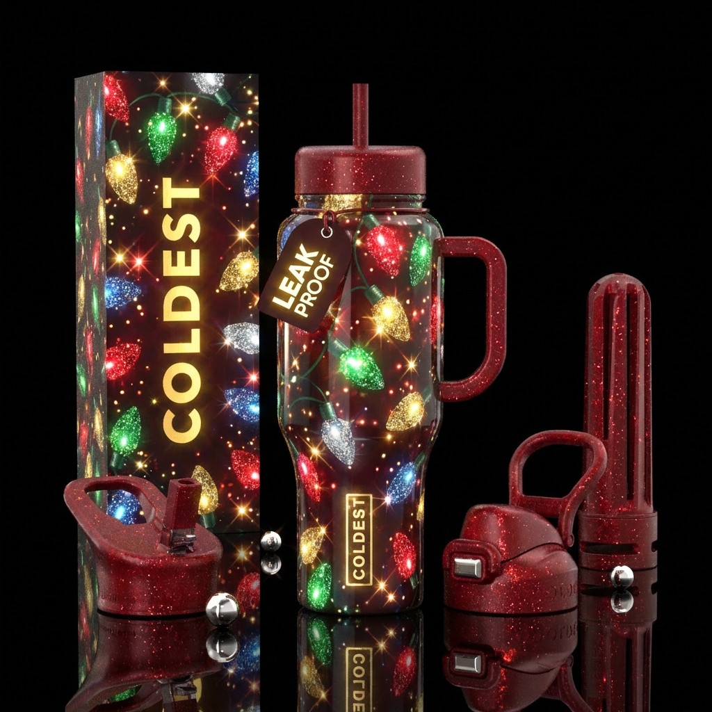 Lights of Christmas water bottle design