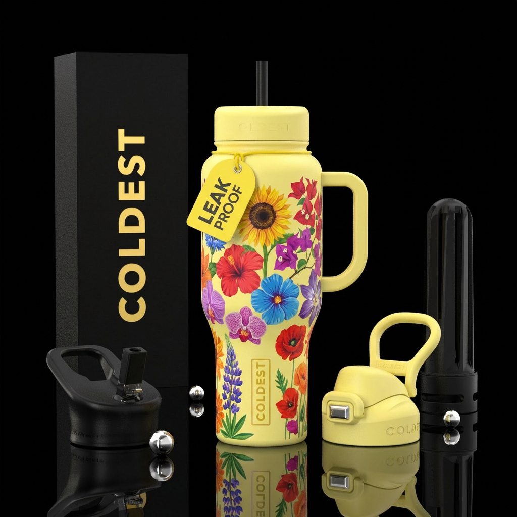 Summer flowers water bottle design