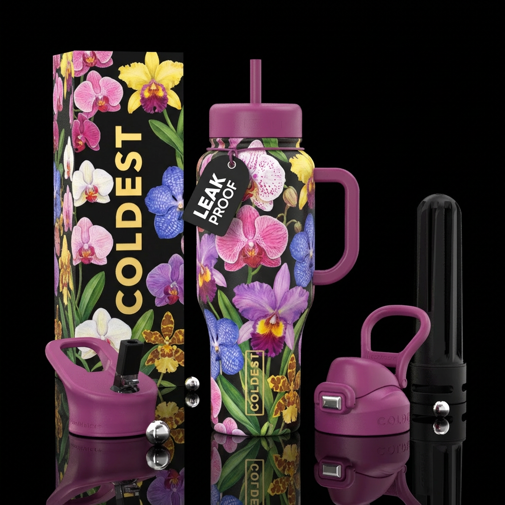 Orchids water bottle design