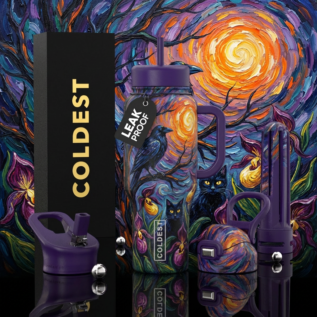 Spooky tree 8 water bottle design