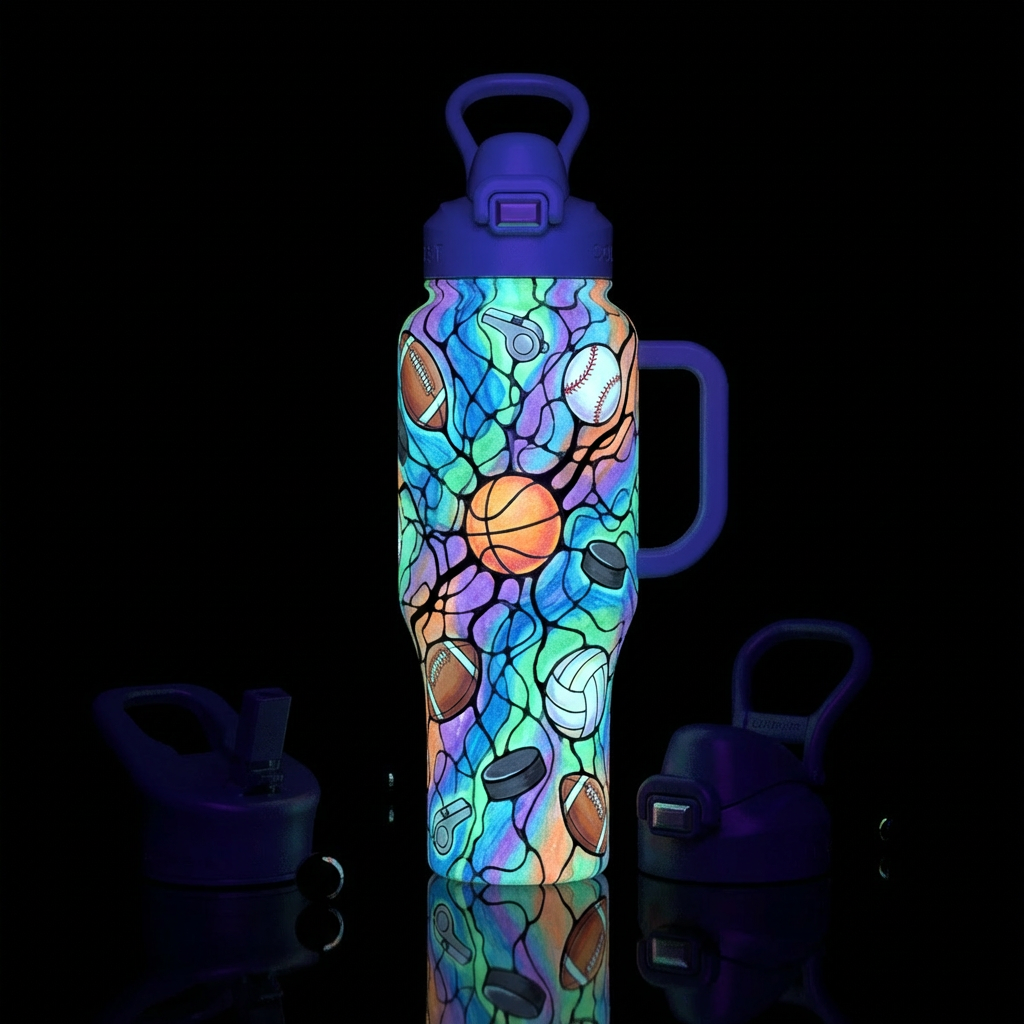 Glowy sports water bottle design